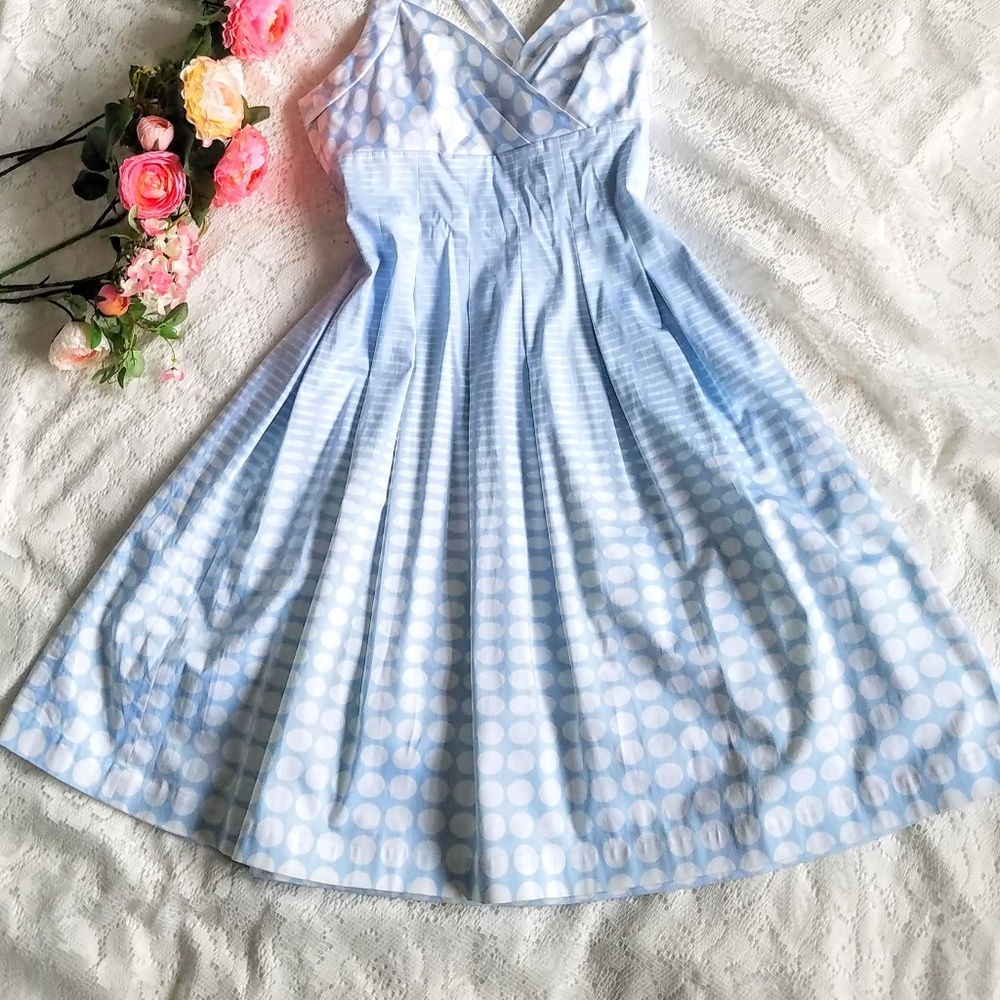 Sale!☆ Calvin Klein White Blue Polka Dot Dress - Picture 5 of 8